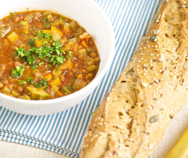 Recipe for a vegetable and lentil soup