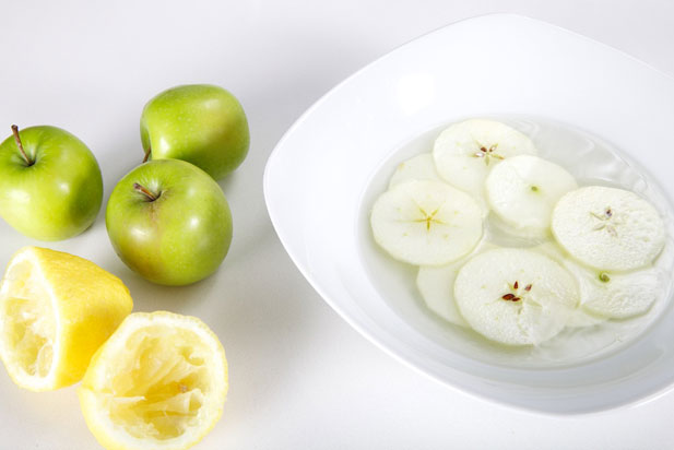 To stop oxidisation soak fruit in lemon juice solution