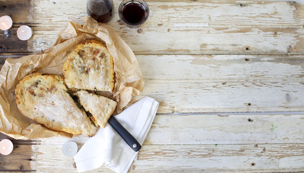 a heart shaped calzone for valentine's day