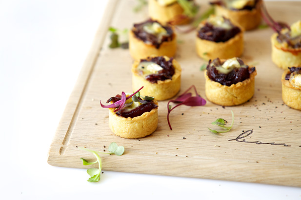 caramelised onion and brie tartlet canapés