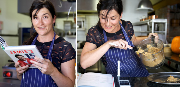 Louise preps for Jamie's 15 minute falafels