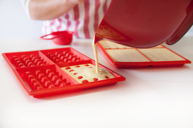 pouring-in-waffle-batter