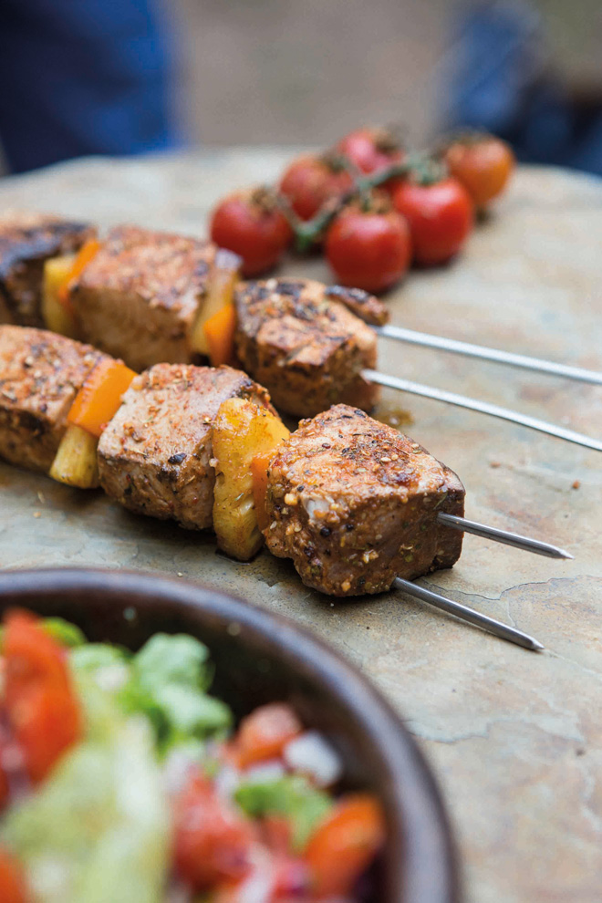 Justin Bonello's tuna kebabs