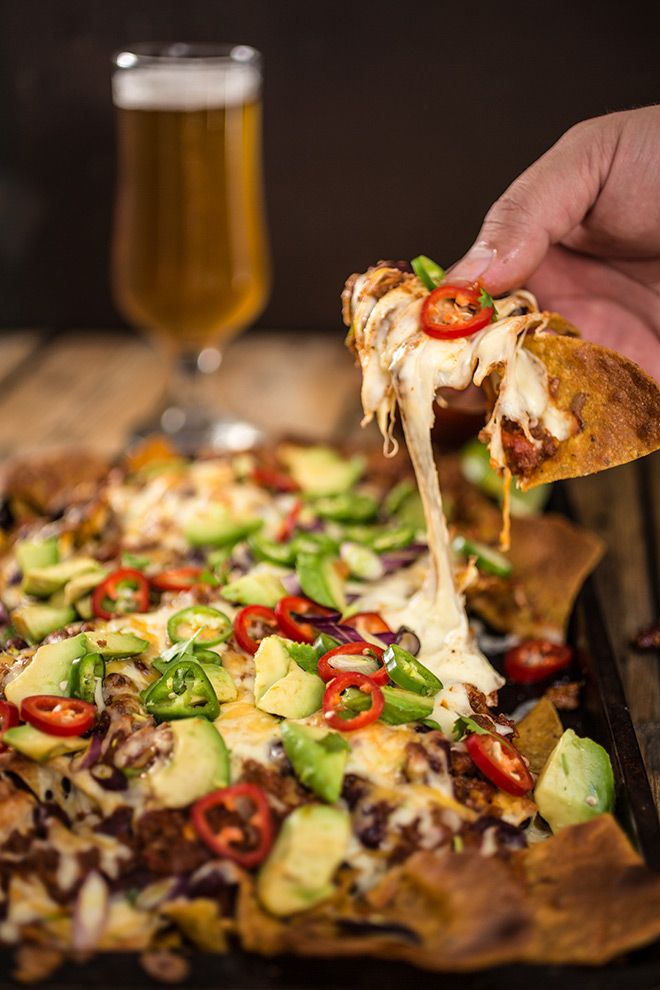 Nuclear chilli con carne nachos for any hoppy beer pairing