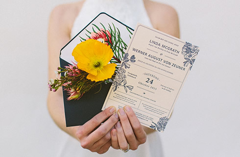 Simple Blue Floral Wedding Stationery by White Kite Studio