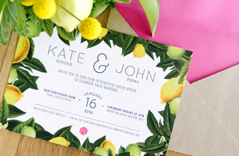 Citrus Burst Wedding Stationery by White Kite Studio