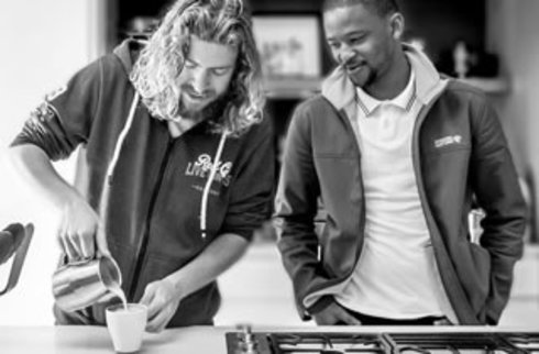 Sinjin and Thina making coffee at Yuppiechef