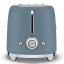 Smeg Retro 2-Slice Toaster, 950W - Storm Blue Matt angle