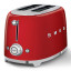 Smeg Retro 950W 2 Slice Toaster, Red