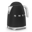 Smeg Retro Kettle, 1.7L - Matt Black front view 