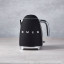 Smeg Retro Kettle, 1.7L - Matt Black lifestyle front view 