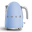 Smeg Retro Cordless Kettle, 1.7L, Pastel Blue