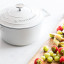 MasterClass Cast Aluminium 2.5L Casserole Pot, 20cm - Cream on the kitchen counter