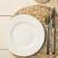 Creative Tops Naturals Water Hyacinth Round Placemats, Set of 4 with a plate and cutlery