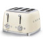 Smeg Retro 2000W 4 Slice Square Toaster, Cream