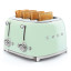 Smeg Retro 2000W 4 Slice Square Toaster, Pastel Green with toast