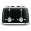 Smeg Retro 2000W 4 Slice Square Toaster, Black front view