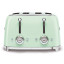 Smeg Retro 2000W 4 Slice Square Toaster, Pastel Green front view