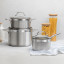Sagenwolf Silver Series 3 Piece Cookware Set with Glass Lids in use 