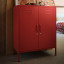 Popstrukt Sugar Cube Storage Cabinet - Red Polka in the bedroom