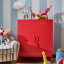 Popstrukt Sugar Cube Storage Cabinet - Red Polka in the bedroom