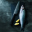 WÃ¼sthof Performer Cook_s Knife, 20cm on a board next to fish