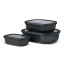 MepalÂ Cirqula 3 Piece Rectangular Multi Bowl Set, Nordic Black 