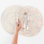 Humble & Mash Round Placemat, Set of 2 - Blue & Yellow in use 