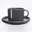 JAN Flat Stackable Tea Cup & Saucer, Set of 4 - Dark Grey product shot 