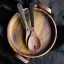 Luuks Kiaat Wooden Salad Servers with leather detail, Set of 2 with Wooden Tray Bowl with Leather Handles. Sold separately 