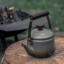 Barebones Enamel Teapot - Slate Grey in use