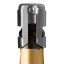 Vacu Vin Stainless Steel Champagne Stopper - Silver showing sclae on a champagne bottle