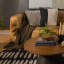 Thread Office Knitted Cotton Throw - Olive on the couch
