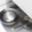 Brabantia Matte Steel Mixing Bowl, Set of 3 in the kitchen drawer with a pan