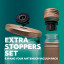 Airtender Extra Stoppers Blister Pack, Pack of 6 - Black in use with bottle and glass jar