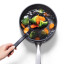 Dreamfarm Lestrain Dripless Sit-Up Scoop Strainer - Black with boiled veggies