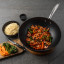 Sagenwolf Titanium Series Non-Stick Wok with Lid, 32cm - Black with prawns on the table
