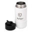 Kulgo Coffee Flask, 350ml - White Front View with Lid on the side 