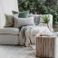 Thread Office Green Space Yarn Striped Woven Scatter Cushion with Feather Blend Inner, 60cm x 60cm