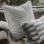Thread Office Bone Striped Space Yarn Woven Scatter Cushion with Feather Blend Inner, 60cm x 60cm on a couch