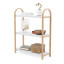 Umbra Bellwood 3-Tier Freestanding Shelf - White & Natural With Product On The Shelves 