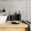 Umbra Junip Oval Soap Dish - Black with soap next to the basin