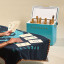 Fieldbar Gin Trunk - Bazaruto Blue with champagne bottles