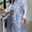 DSA Robyn Valerie Dahlia Full Bib Apron - Blue worn in the kitchen