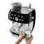 Smeg Retro Manual Espresso Coffee Machine with Grinder - Black with milk froth 