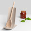 Blim Plus Stand Ladle Rest - Moka Grey with a wooden spoon