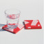 Alkaline Chunky Terrazzo Square Coasters, Set of 2 - Pink and Red with a glass
