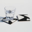Alkaline Chunky Terrazzo Square Coasters, Set of 2 - Black and White with a glass of water