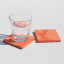 Alkaline Chunky Terrazzo Square Coasters, Set of 2 - Two-Tone Orange with a glass