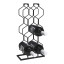 H & S Collection Black Metal Wine Rack angle with wine bottles